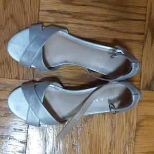 Kelly and Katie silver block heels